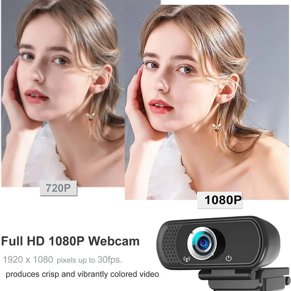 Hrayzan Webcam 1080p + Movo LV1-USB Lavalier Microphone for Computer